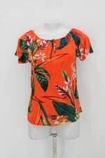Blusa feminina laranja  estampada