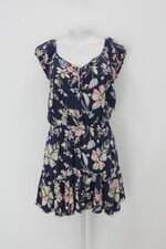 Vestido handbook feminino azul com Meio forro e Cós com elástico