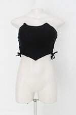 Blusa cropped Tomara que caia feminina preta com Bojo