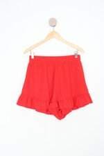 Shorts feminino vermelho com Babado