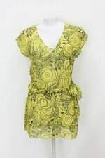 Vestido salsa sport feminino amarelo com Faixa na Cintura e Transparência