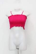 Blusa cropped feminina rosa com Franzido