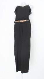 Macacão feminino preto estampado com Recortes