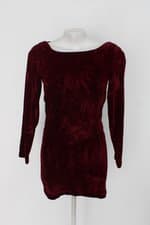 Vestido de veludo feminino vermelho com Tiras