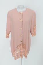 Blusa boas high fashion feminina rosa com Renda