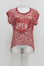 Blusa feminina vermelha com Paetê e Transparência