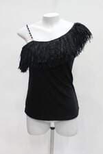 Blusa feminina preta com Franja
