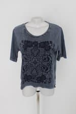 Blusa cantao feminina azul estampada