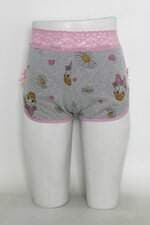 Shorts de pijama feminino cinza estampado com Renda e Laço