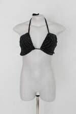 Top carmel feminino  preto com Forro com fios metalizados 