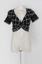 Blusa jo fashion feminina xadrez  com Renda e Transparência