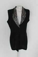Colete alongado fino trato feminino preto