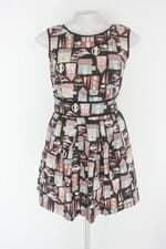 Vestido antix feminino estampado com Pregas