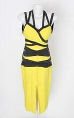 Vestido fernanda avila feminino amarelo com Tiras e Recortes