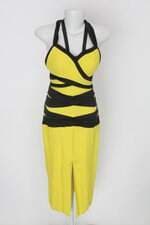 Vestido fernanda avila feminino amarelo com Recortes e Tiras