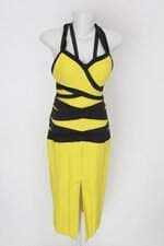 Vestido fernanda avila feminino amarelo com Recortes e Tiras