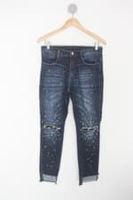 Calça Jeans consciência feminina azul com Spikes