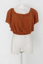 Blusa feminina caramelo  com Sobreposição e Aplique