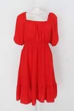 Vestido feminino vermelho com Franzido