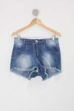 Shorts feminino azul com strass