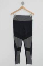 Calça de tecido feminina azul com Tule e Recortes