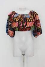 Blusa cropped feminina estampada