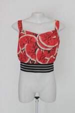 Regata cropped  maria abacaxita feminina estampada com Franzido e Recortes