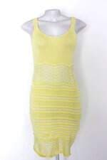 Vestido em tricot feminino amarelo e branco