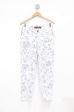 Calça de sarja enfim feminina estampada