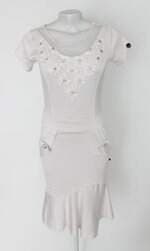 Vestido vita leite feminino off-white com Tule e Aplique
