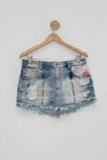 Minissaia feminina azul com Spikes