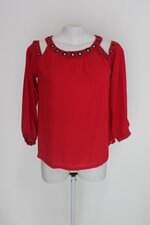 Blusa shoulder feminina vermelha com Ilhós e Recortes