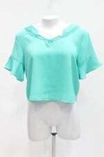 Blusa lisa ji feminina verde com Recortes