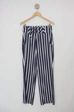 Calça de tecido one up feminina azul listrada