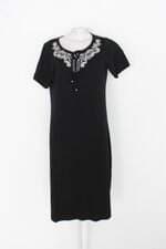 Vestido pau a pique feminino preto com Bordado