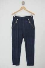 Calça de tecido one up feminina azul estampada