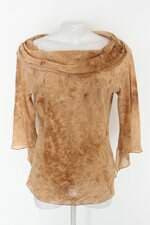 Blusa caroll feminina marrom com Recortes e Transparência