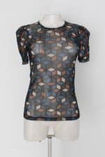 Blusa nuxx feminina estampada  com Transparência e Nervura