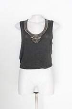 Regata cropped carlooth feminina cinza com Bordado