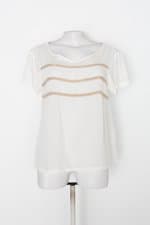 Blusa feminina off-white com Recortes e Aplique 