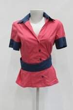 Camisa msp feminina coral com Faixa na Cintura