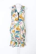 Vestido feminino estampado com Peplum