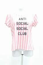 Camiseta c&a feminina rosa com listras cinza 