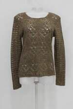 Blusa de tricot feminina marrom com Transparência