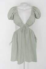 Vestido zaful feminino verde com Recortes