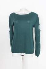 Blusa de tricot feminina verde com Recortes