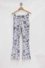 Calça de tecido feminina bicolor 