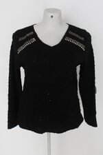 Blusa feminina preta com Aplique