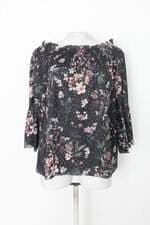 Blusa feminina preta estampada