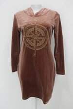 Vestido emely feminino marrom com Aplique e Hotfix